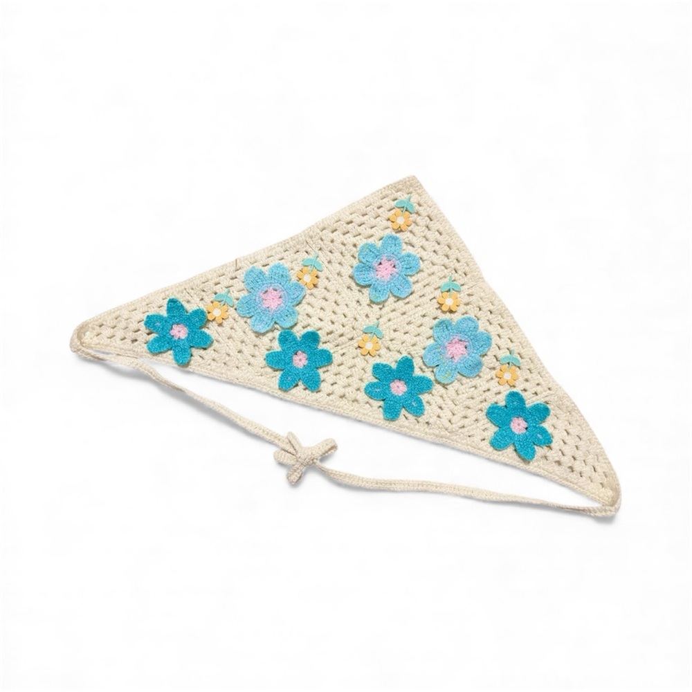 Crochet Floral Triangle bandana Scarf